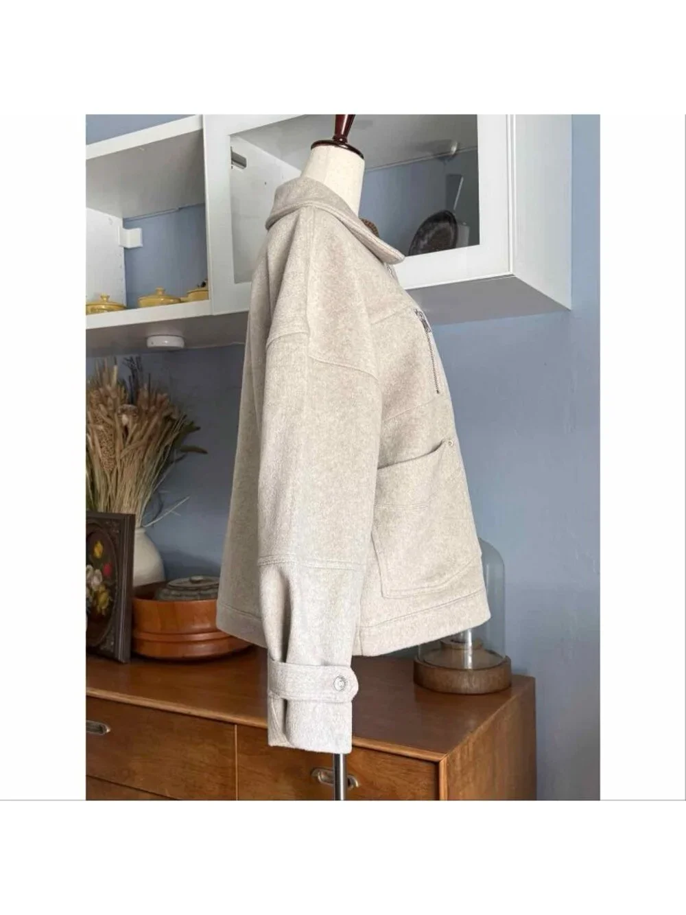 Free People We The Free Sally Chore Jacket Size S Beige/Gray
